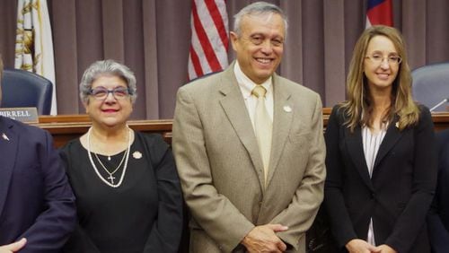 (L-R) Cobb Commissioners Bob Ott, JoAnn Birrell, Chairman Mike Boyce, Keli Gambrill and Lisa Cupid will hold free webinars on Aug. 4-6, 12 and 14 to help small business owners understand the application process for a second round of grants - up to $20,000 to $40,000 for each eligible business. (Courtesy of Cobb County)