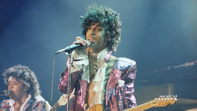 FILE - In this 1985 file photo, singer Prince performs in concert. Prince's old band is reuniting for some live shows following his death. Members of the Revolution made the announcement in a video posted online Tuesday, April 26, 2016. (AP Photo, File)