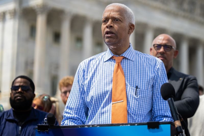 U.S. Reps. Hank Johnson (pictured), Lucy McBath and Nikema Williams, who represent metro Atlanta districts, penned a letter to the Federal Emergency Management Agency requesting an an additional year to spend $6.9 million in grant money related to feeding and sheltering those individuals. (Nathan Posner for The Atlanta Journal-Constitution)