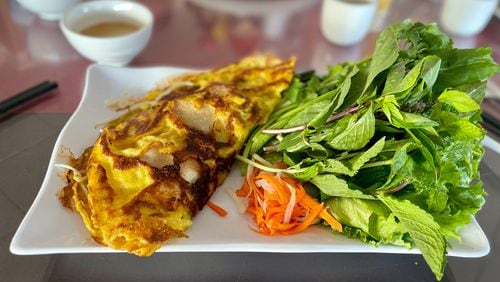 Bánh xèo, featured on the menu at Nam Phuong Buford Highway, is a popular Vietnamese street food. Angela Hansberger for The Atlanta Journal-Constitution