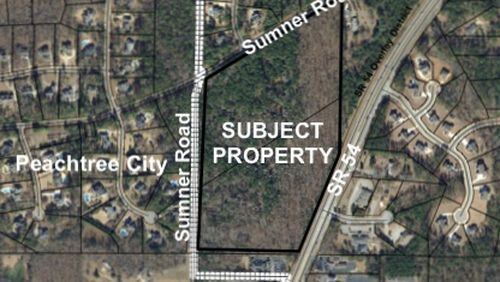 Nearly 30 acres of property along the Peachtree City/Fayette County border will be annexed into the city for development. Courtesy Fayette County