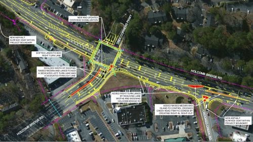 Intersection improvements will begin soon at Holcomb Bridge and Jimmy Carter in Peachtree Corners. Courtesy of City of Peachtree Corners