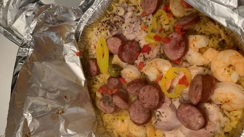 Paella cooked in a tin pie pan has become a quick and easy summer favorite for Lynn Ford and her family.
CONTRIBUTED BY LYNN FORD