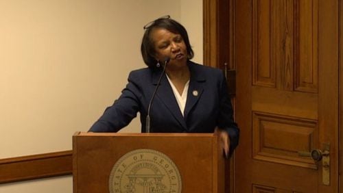 LaSharn Hughes, executive director of the Georgia Composite Medical Board, addressed the Georgia Senate Health and Human Services Committee on Oct. 29, 2018.