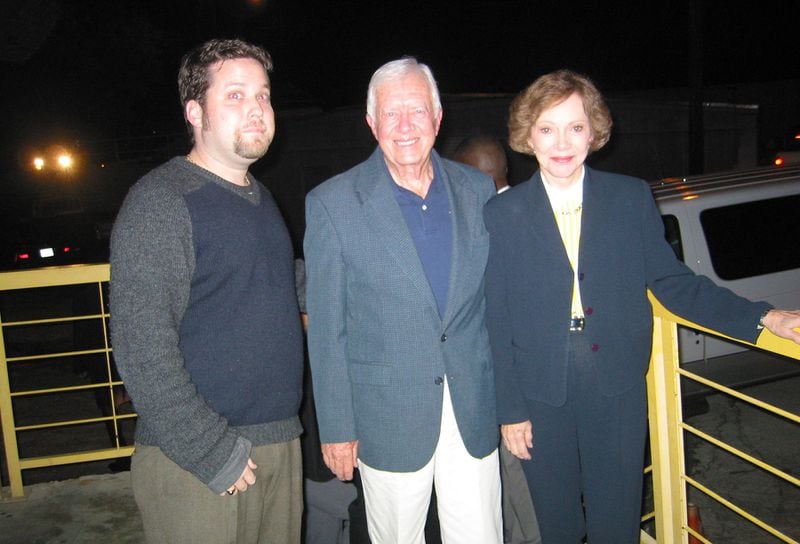 Jimmy and Rosalynn Carter visit a show at Dad's Garage in 2002. Contributed.
