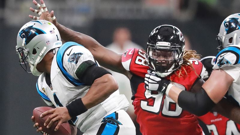 Defensive end Takk McKinley led the Falcons with 7.0 sacks in 2018.