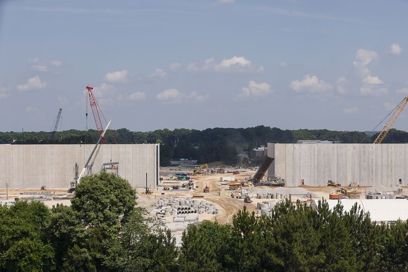 Construction continues on the Assembly project in Doraville on Thursday, June 2, 2022. The former General Motors Assembly plant will be home to NBCUniversal production studios. (Natrice Miller / natrice.miller@ajc.com)

