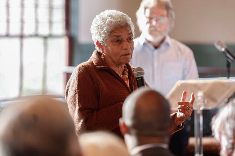 Former Atlanta mayor Shirley Franklin speaks during a panel discussion about transportation on The Beltline at The Trolley Barn in Atlanta on Monday, March 11, 2024. (Natrice Miller/ Natrice.miller@ajc.com)