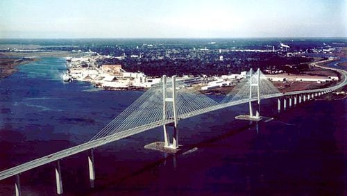 Brunswick's Sidney Lanier Bridge was designed to arch 185 feet above the Brunswick River. (AJC file photo)