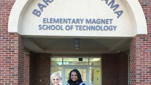 Sandra Deal, Georgia's first lady, visited the new Barack H. Obama Elementary School in February.