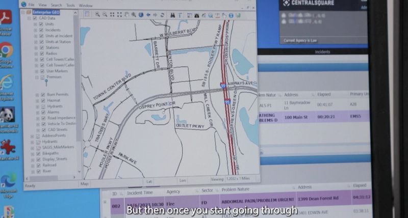 A screenshot of a county video showing the new Central Square dispatch system in Chatham County. More than 2,200 addresses are not accurately linked in the software, meaning ambulance operators are using Google maps to get to emergency scenes. (Courtesy of Chatham County)