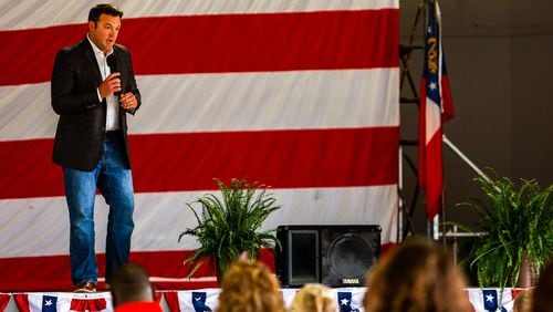 State Sen. Burt Jones announces he is running for Georgia lieutenant governor during the 17th annual Floyd County GOP Rally at the Coosa Valley Fairgrounds on Saturday, Aug. 7, 2021 in Rome. (Photo: Troy Stolt / Chattanooga Times Free Press)