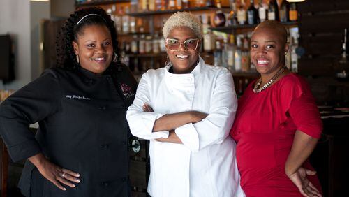 Chefs Jennifer Hill Booker (from left) and Deborah VanTrece and mixologist Tiffanie Barriere will be part of a “Cocktails, Cuisine & Conversation” event on Dec. 4. / Contributed by Shelby Light