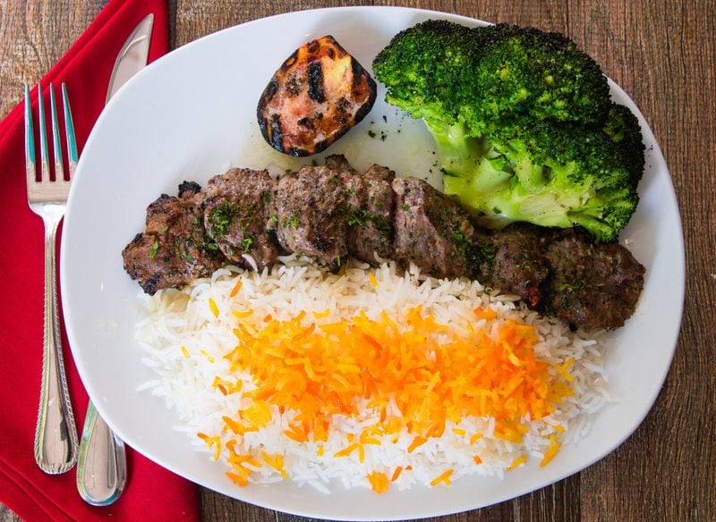 The lamb kebab at Mulavi in Midtown is well-seasoned, with strong flavors of lemon juice and Mediterranean spices. CONTRIBUTED BY HENRI HOLLIS