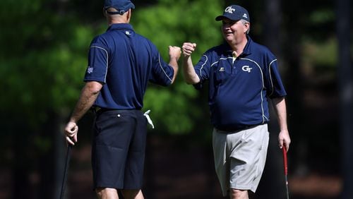 Paul Johnson (right) will oversee Georgia Tech's football camps on June 9 and July 14