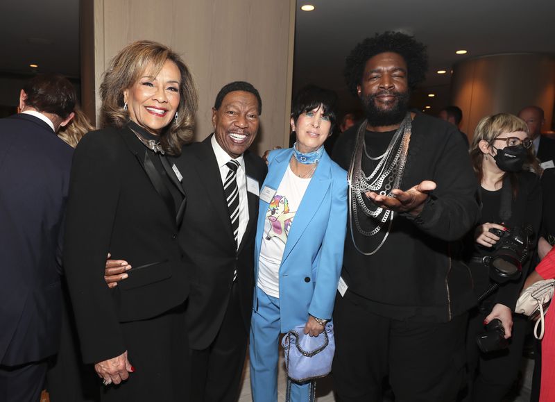 Marilyn McCoo, from left, Billy Davis Jr., Diane Warren and Questlove attend the 94th Academy Awards nominees luncheon on Monday, March 7, 2022, in Los Angeles. (Photo by Danny Moloshok/Invision/AP)