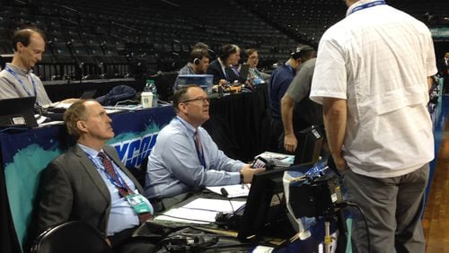 ACC Network broadcaster Wes Durham prior to his calls of two ACC Tournament games Wednesday night, less than 24 hours after learning of his father Woody's death.