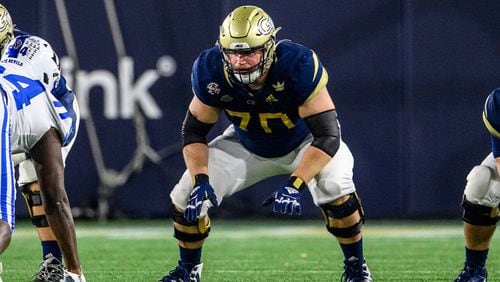 Georgia Tech right guard Ryan Johnson appears to have retained his spot in the starting lineup after starting 10 games in 2020 for the Yellow Jackets. (Danny Karnik/Georgia Tech Athletics)