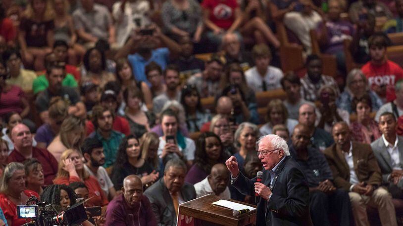 U.S. Sen.Bernie Sanders speaks to the large crowd of supporters of Atlanta mayoral candidate Vincent Fort during a campaign rally at Saint Philip AME Church. BRANDEN CAMP / SPECIAL