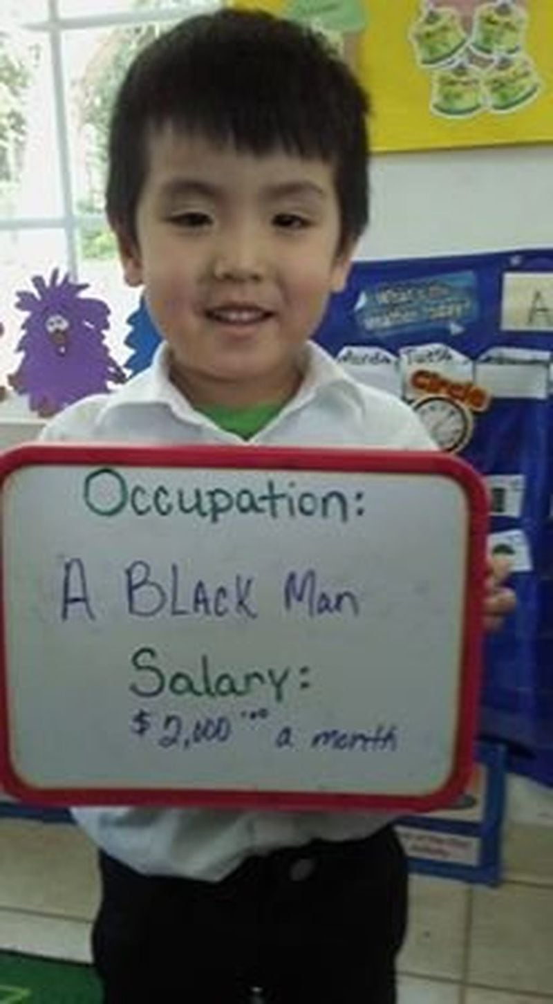 Alex Fujimoto shares what he wants to be someday — “a black man — with his pre-k class.
