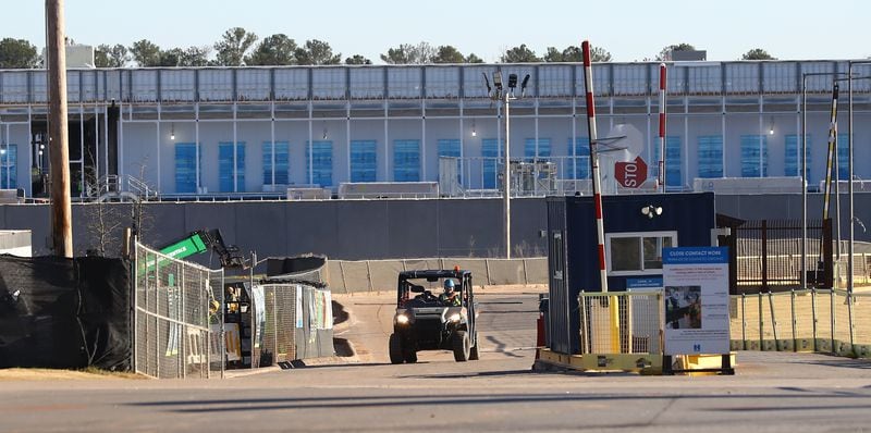 011822 Newton County: One of the security entrances to the massive Facebook Stanton Springs data center campus under construction is seen on Tuesday, Jan. 18, 2022,  near Social Circle.     “Curtis Compton / Curtis.Compton@ajc.com”`