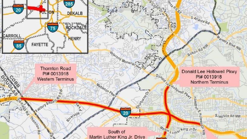 The Georgia Department of Transportation will build a new I-285 interchange at I-20 west of Atlanta.