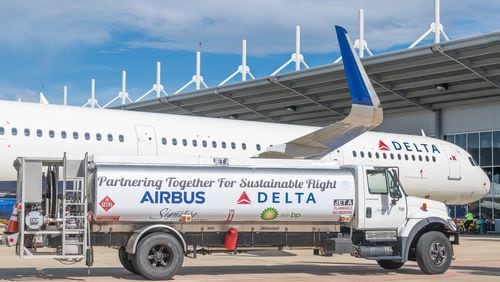 Delta used biofuels to transport new planes from an Airbus assembly site in Mobile, Ala. Source: Delta Air Lines