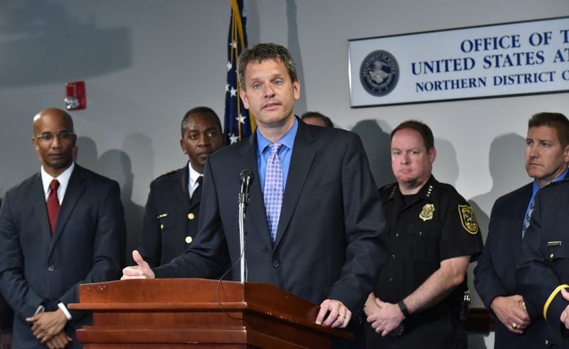 U.S. Attorney John A. Horn speaks during a news conference in May 2016, announcing that federal agents had arrested multiple members and associates of the Gangster Disciples.