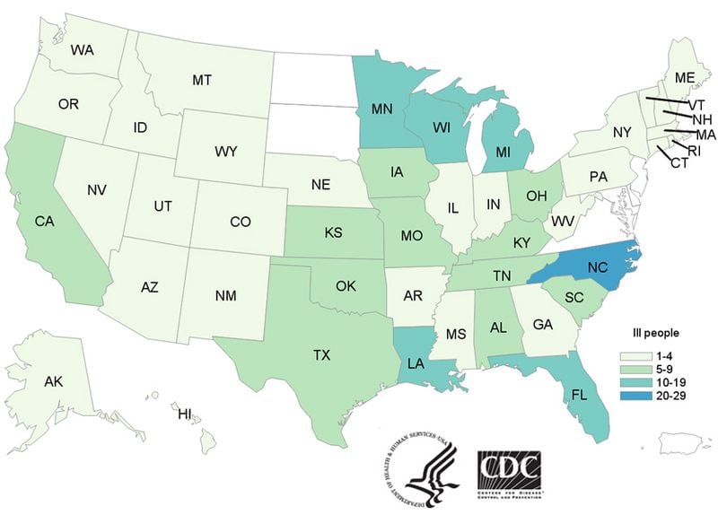 According to the Atlanta-based Centers for Disease Control and Prevention, 212 salmonella cases in 44 states have been 'linked to contact with live poultry in backyard flocks.'