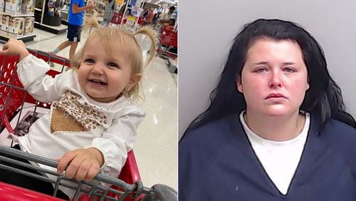 Two-year-old Fallon Fridley (left) died Dec. 9 while in the care of her babysitter, Kirstie Hannah Flood, according to Sandy Springs police.