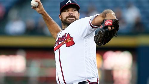 Pitcher Josh Collmenter re-signed a one-year contract with the Braves to serve as a starter or reliever. (AP Photo/Brett Davis)