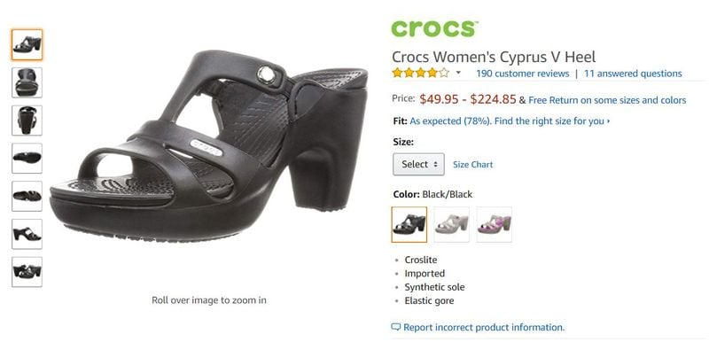 Crocs is now selling a high-heeled version of its popular shoe on Amazon.