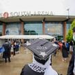 Graduates are seen leaving the Gas South Arena during Emory University's 179th Commencement ceremony at Gas South Arena on Monday, May 13, 2024, in Duluth. The school has seen many protests in support of Palestinians, and leaders pivoted to having commencement at Gas South because of safety concerns.
(Miguel Martinez / AJC)
