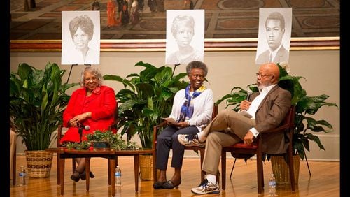 From left to right: Kerry Rushin Miller, Mary B. Diallo, and Harold A. Black, take part in a conversation on stage titled “Conversations with the Class of 1966: UGA’s First Black Freshman Graduates” in 2017 in the UGA Chapel. UGA officials are proposing naming a new residence hall after the three alumni. (Photo Credit: University of Georgia.)