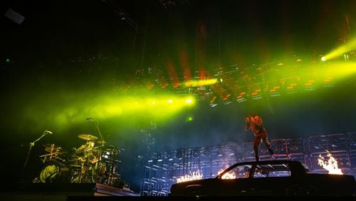 Twenty One Pilots brought pyro and caffeinated songs to a sold-out crowd at State Farm Arena on Nov. 2, 2018. Photo: Ryan Fleisher/Special to the AJC
