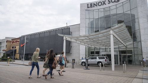Walkability is a new focus at Lenox Square, where patrons arrive by ride-share and commuter rail, as well as by car. (Alyssa Pointer/alyssa.pointer@ajc.com)