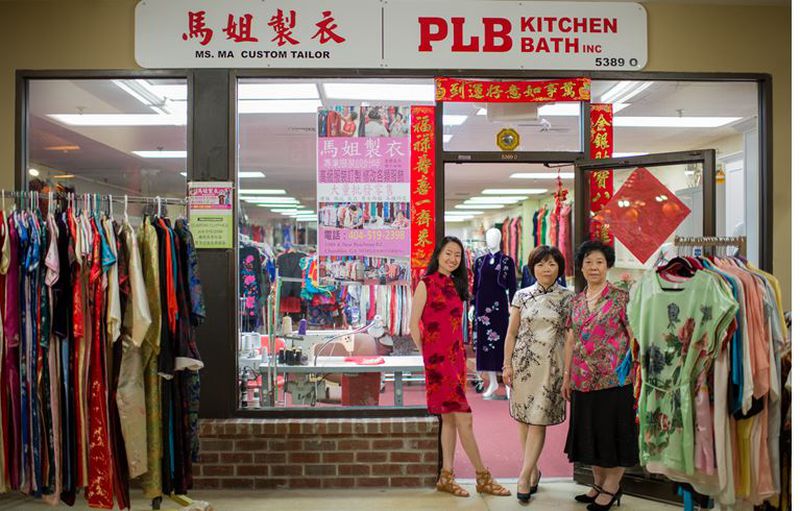 Lirong Ma, far right, was a well-known fashion designer in China before moving to the United States and opening a custom tailor shop in Atlanta's Chinatown.