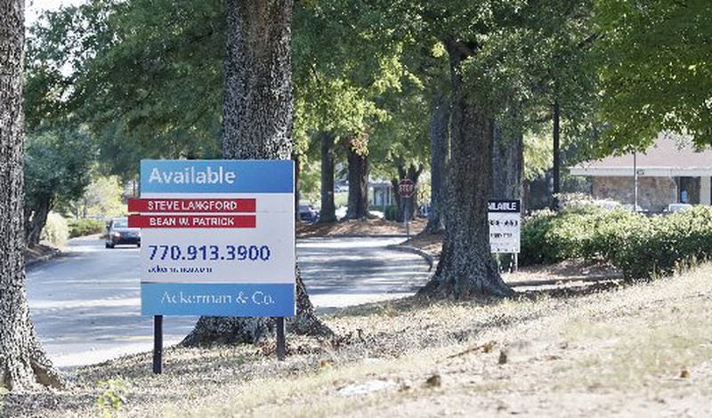 Empty properties available around the perimeter of Southlake Mall show the retail challenges Clayton County is facing. There are comparably few sit-down restaurants, and few grocery options outside of Kroger. Bob Andres / robert.andres@ajc.com