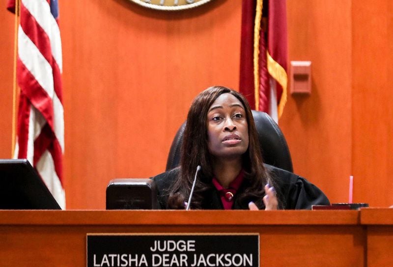 Judge LaTisha Dear Jackson speaks at the sentencing hearing for Robert "Chip" Olsen. AJC/ALYSSA POINTER