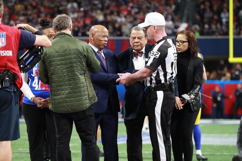 2/3/19 - Atlanta - John Lewis and Andrew Young before the New England Patriots played the Los Angeles Rams in Super Bowl LIII on Sunday, Feb. 3, 2019 at Mercedes-Benz Stadium in Atlanta, Ga.   &#xD;CURTIS COMPTON / CCOMPTON@AJC.COM