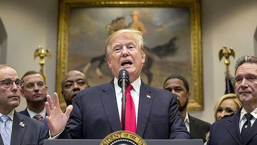 President Donald Trump speaks about H. R. 5682, the "First Step Act" in the Roosevelt Room of the White House in Washington, Wednesday, Nov. 14, 2018, which would reform America's prison system.