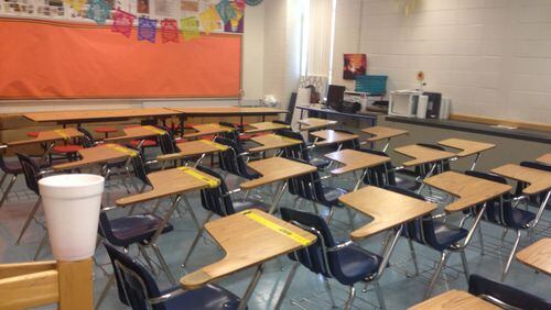 Forsyth County students are sheltering in place because of a tornado warning. TAMMY JOYNER / TJOYNER@AJC.COM