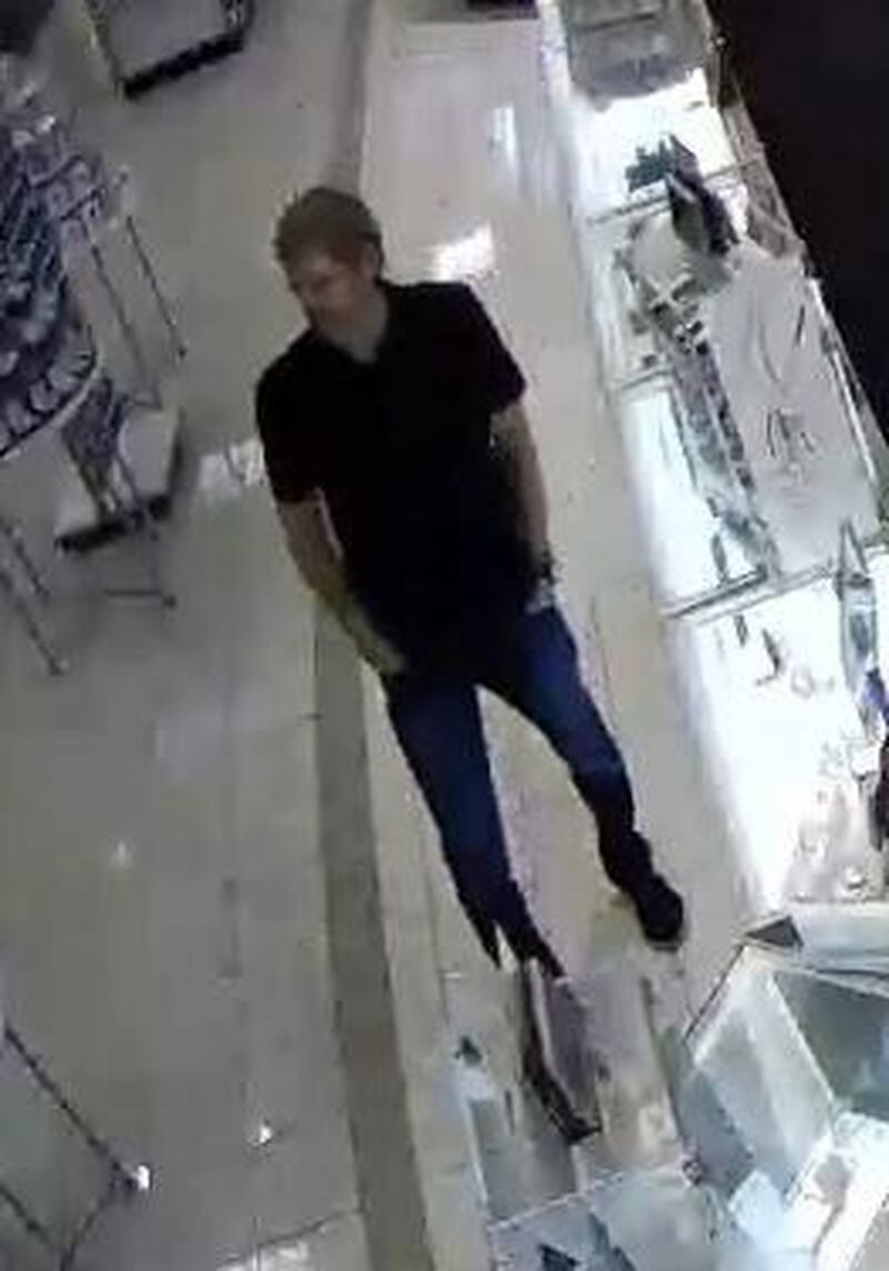 A man, pictured here, is a suspect in the theft of $7,500 worth of jewelry from Buford-area department stores.