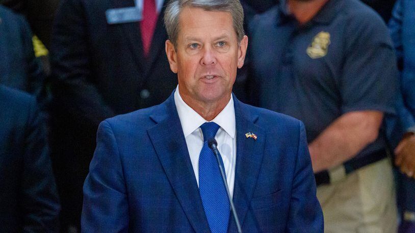  Gov. Brian Kemp speaks at a news conference announcing $1,000 bonuses for state and local law enforcement and EMTs at the capital Monday, September 27, 2021. STEVE SCHAEFER FOR THE ATLANTA JOURNAL-CONSTITUTION