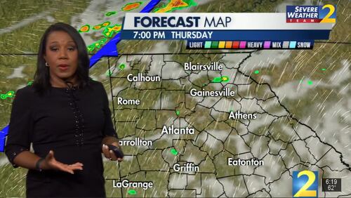 Showers and storms are expected to increase as a frontal boundary moves in Thursday evening, according to Channel 2 Action News meteorologist Eboni Deon.