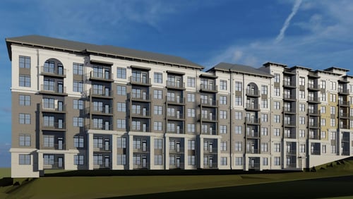 This is a rendering of Manor Druid Hills, a mixed-use project in south Brookhaven.
