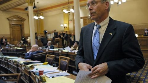 State Sen. Bill Heath, R-Bremen, on the floor of the Georgia Senate. BOB ANDRES /BANDRES@AJC.COM