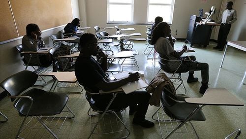 A half-empty classroom at Paine College in Augusta. Many HBCUs are flourishing, but tiny Paine is facing serious problems, including an enrollment decline of nearly 50 percent from 2010 to 2015. Curtis Compton/ccompton@ajc.com