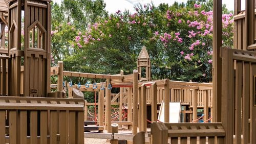 The Wacky World Playground in Alpharetta's Wills Park was built by 2,673 volunteers in just 6 days in 1997.
The city is now planning to remodel the wooden castle playground with the help of the community in the spring of 2024. COURTESY CITY OF ALPHARETTA
