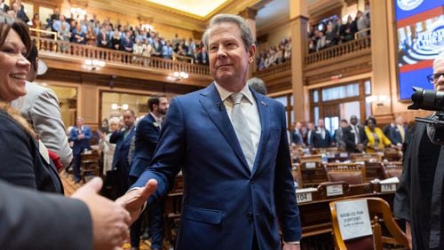 Gov. Brian Kemp devoted much of his State of the State address on Thursday attacking "dysfunction" in Washington. (Arvin Temkar/arvin.temkar@ajc.com)